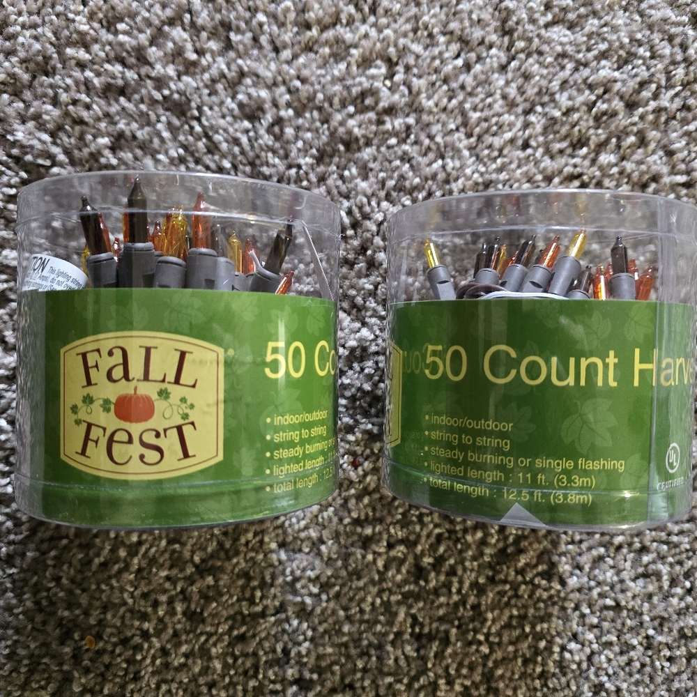 NWT Fall Fest 50 Count Harvest String Lights Orange Yellow, 2 Count